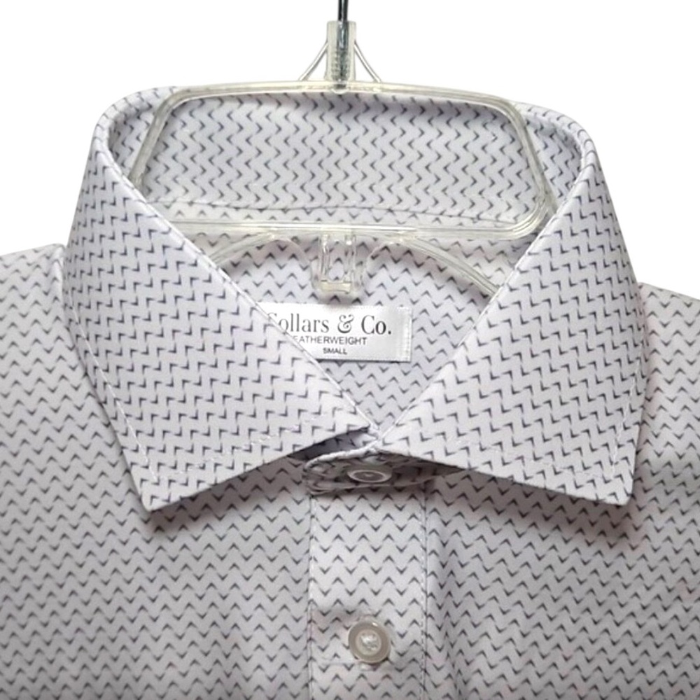 Collars and Co Polo Mens Small White Featherweight Dress Collar Short Sleeve
